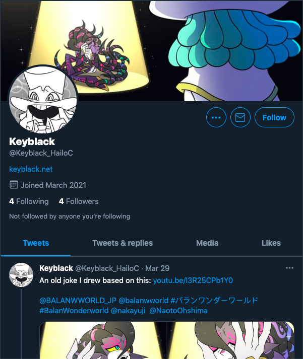 FoxinRamen's tweet photo. Just a heads up, it looks like SquigglyDigg is back on Twitter as Keyblack / Keyblack_HailoC.
Seems they're trying to get some audience back through the #BalanWonderworld  Fandom, who might not be as aware of some of the bullshit Racism &amp; White Supremacy they've said &amp; supported. https://t.co/XvaE6k8fMv