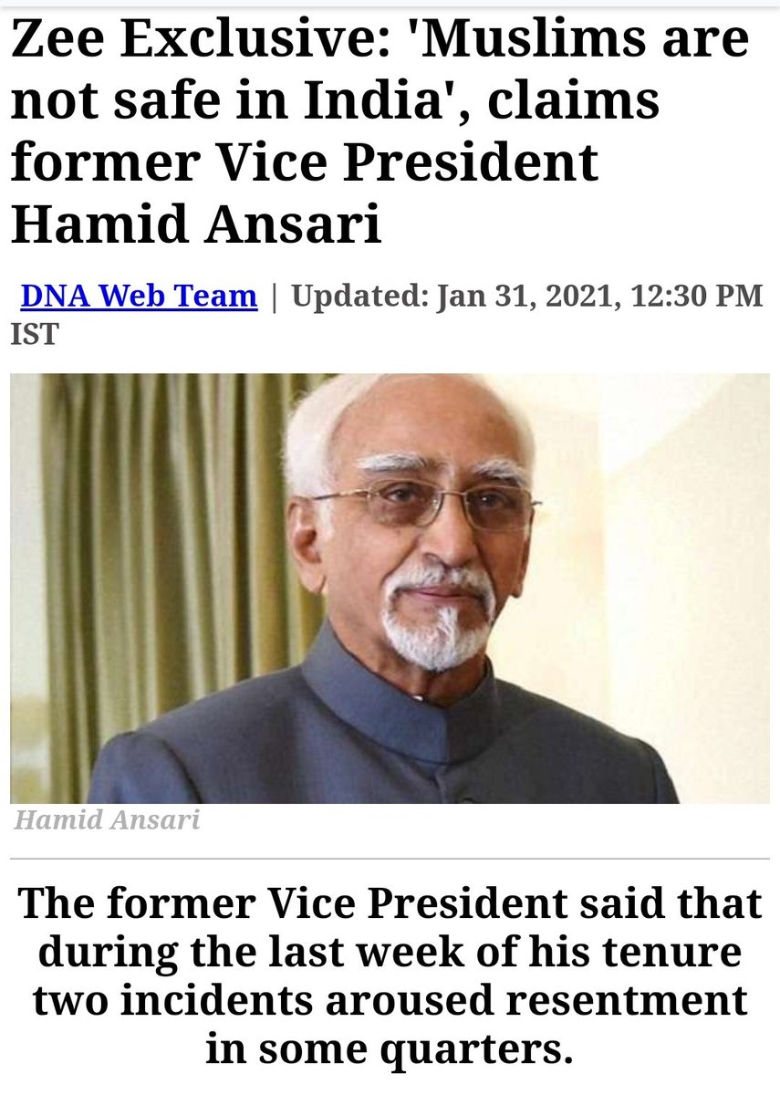 Ramnik Singh Mann 🇮🇳😷 on Twitter: &quot;Chacha: Muslims are not safe in India ~Hamid Ansari Bhatija: I am not safe in Uttar Pradesh ~ Mukhtar Ansari Both are used to a Self