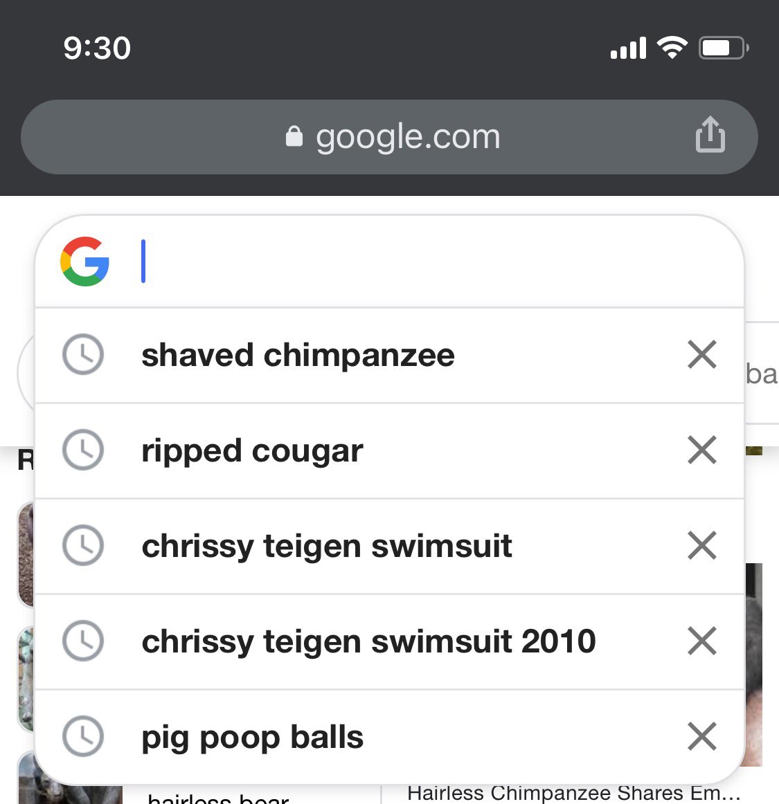 mikayjay7's tweet photo. @jack_naw Google search history has me feeling some type of way https://t.co/IpImXME7tr