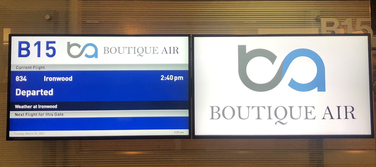 weanstine's tweet photo. First and LAST time flying @boutiqueair! Despite what the sign says and no good explanation, it’s 10:04pm and we passengers are STILL waiting to board flight #0834 #unacceptable #NeverAgain https://t.co/I5uDoBJ24t