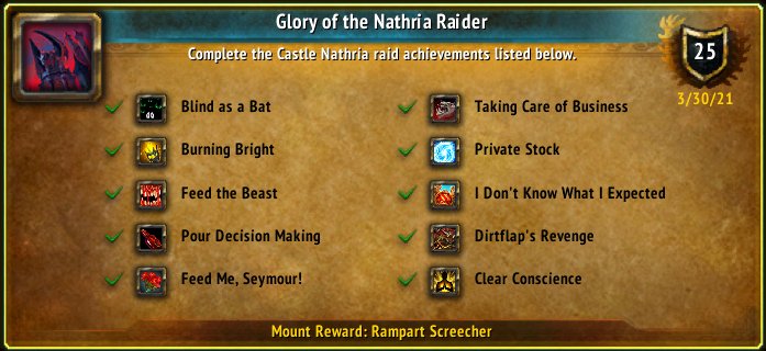DHRemulus's tweet image. I just earned the [Glory of the Nathria Raider] Achievement! #Warcraft

Also Cheese is a nerd!