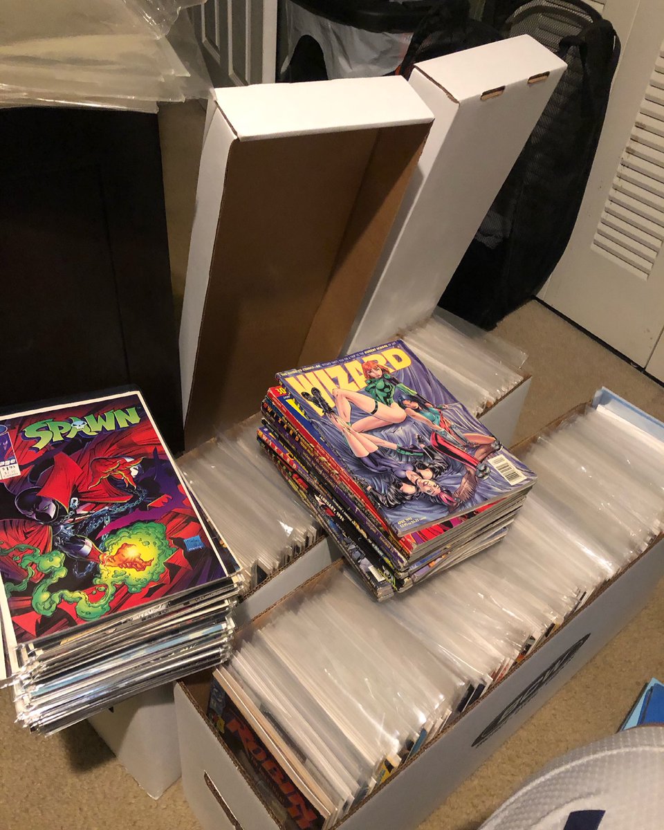 l0uFromDaBx's tweet image. 8 hours later... looks like a need another box just for the #Spawn comics and #WizardMagazines 🤦🏽‍♂️