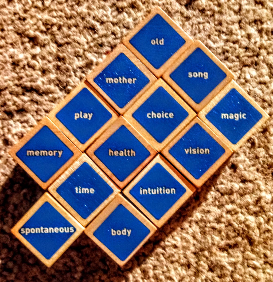 ×××> 03/30/2o21

old 
mother song 
play choice magic 
memory health vision 
time intuition 
spontaneous body

#13WordDadaPoem #yatZig
