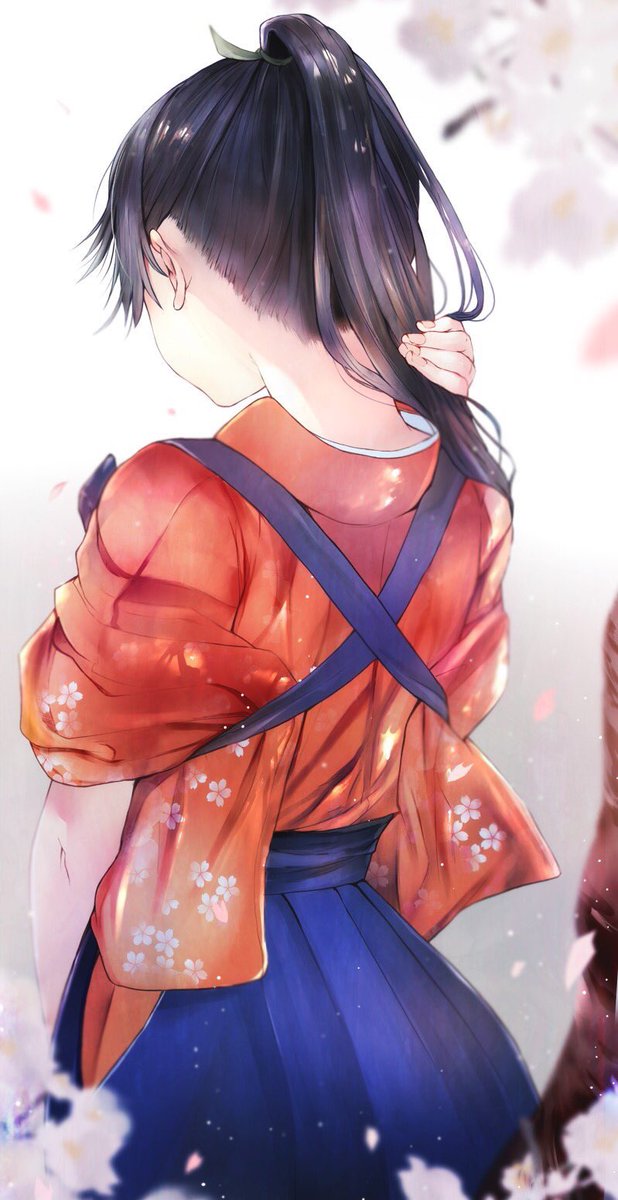 houshou (kancolle) 1girl japanese clothes solo tasuki ponytail nape kimono  illustration images