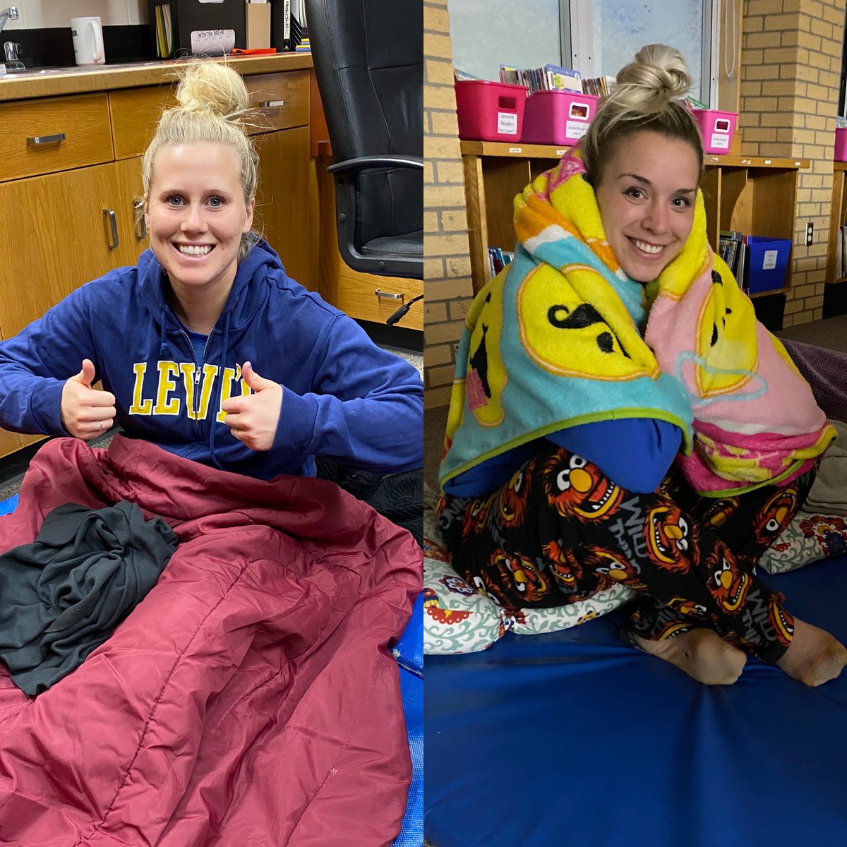 Waldeckwarriors's tweet photo. Here’s a look at your Waldeck Warrior staff members and students that had a little “unplanned” sleepover at the school on Monday night! #warriorstrong #snowstorm #stormstayed https://t.co/2C1NjlXv0S