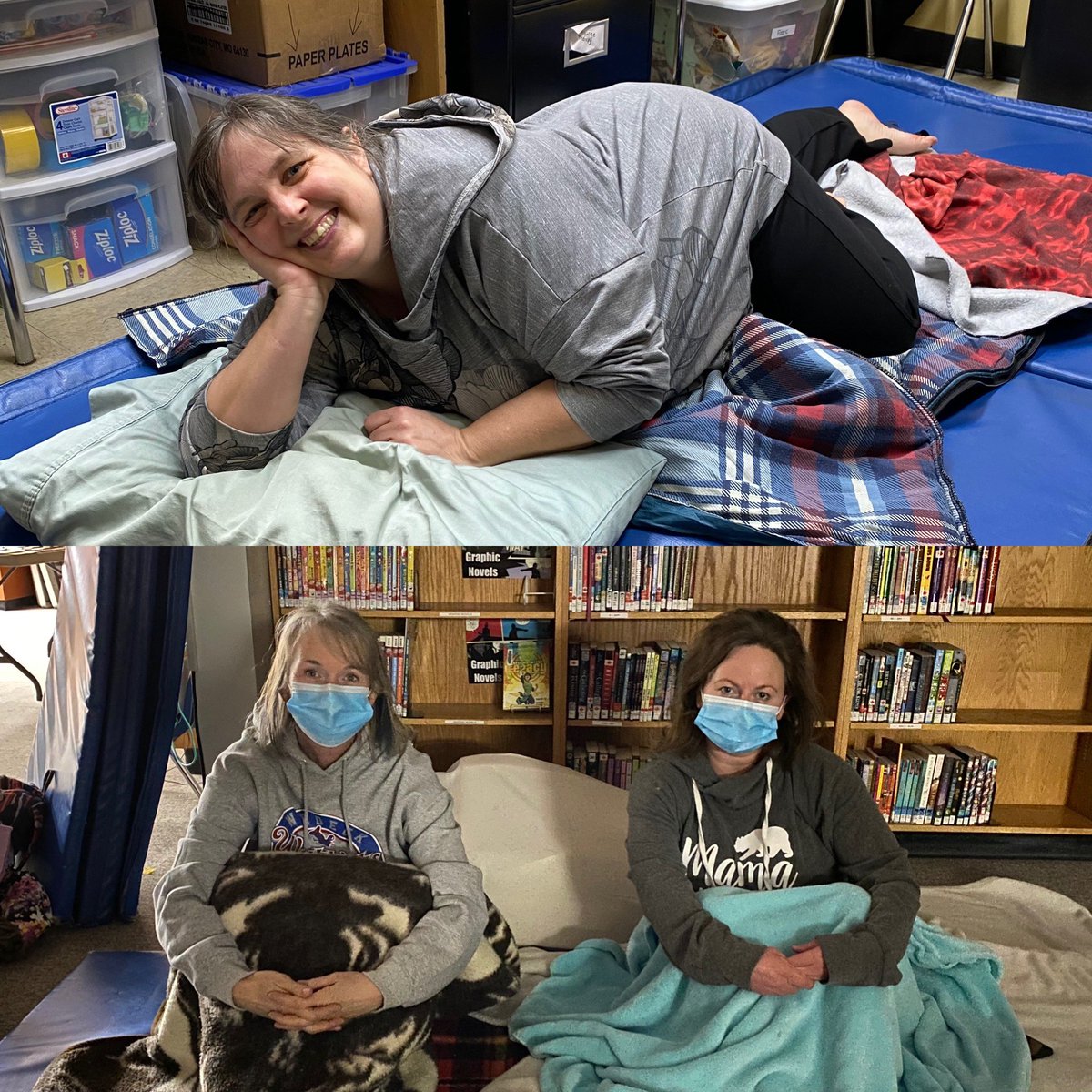 Waldeckwarriors's tweet photo. Here’s a look at your Waldeck Warrior staff members and students that had a little “unplanned” sleepover at the school on Monday night! #warriorstrong #snowstorm #stormstayed https://t.co/2C1NjlXv0S