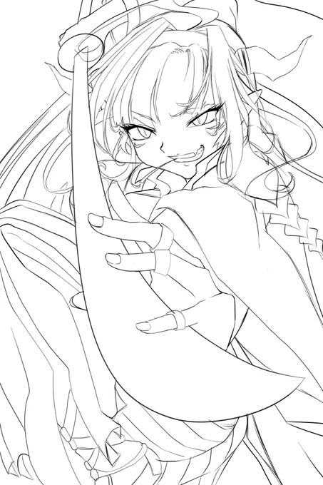 かなりわかりづらいですが下書き
特にテーマはないですが日本刀と会長 