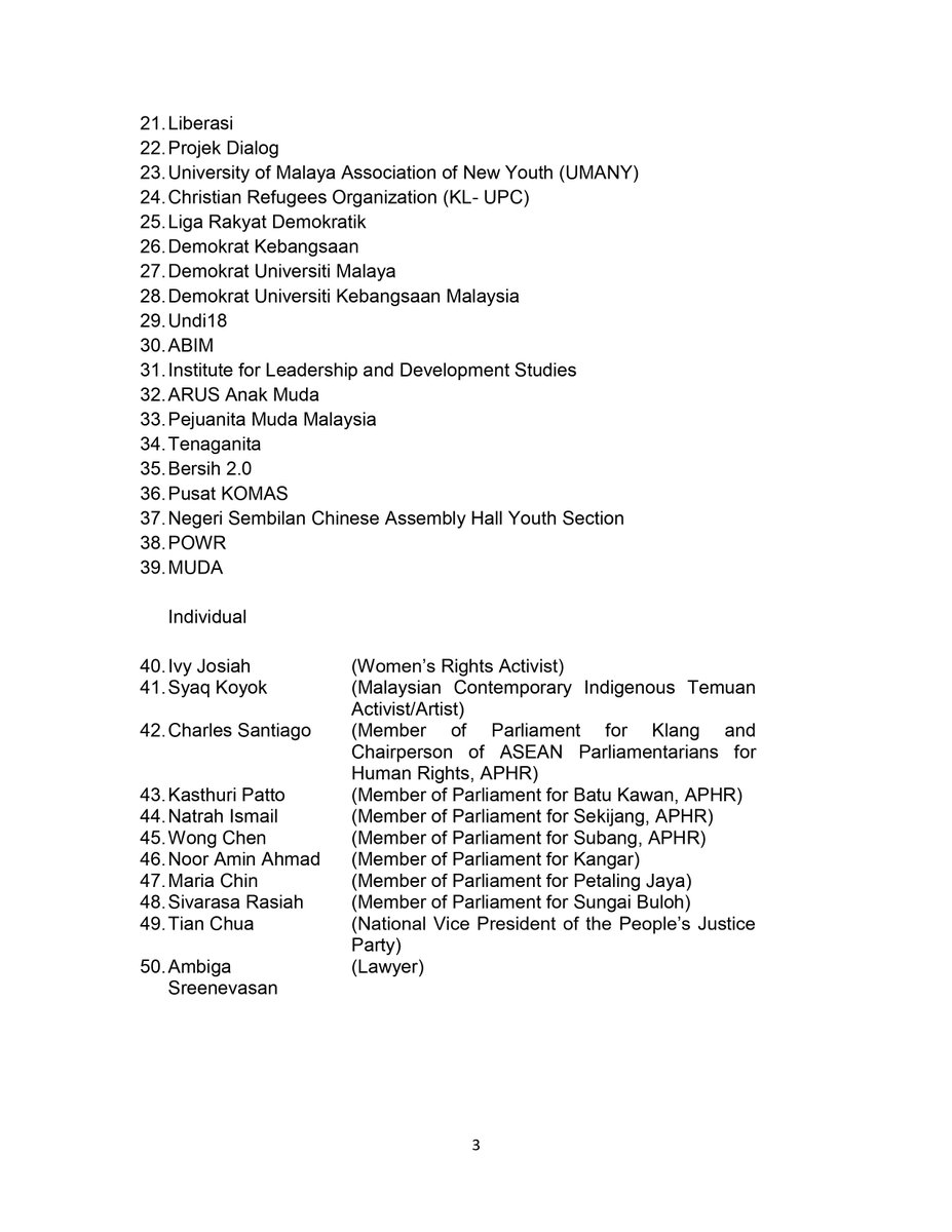 Dear friends, the final version of our memorandum signatories. Thank you once again to all for your presence, strength, &amp; solidarity. We are also glad that this event was a united front with activists from #Myanmar and #Malaysia, we are stronger in unity
#WhatsHappeningInMyanmar