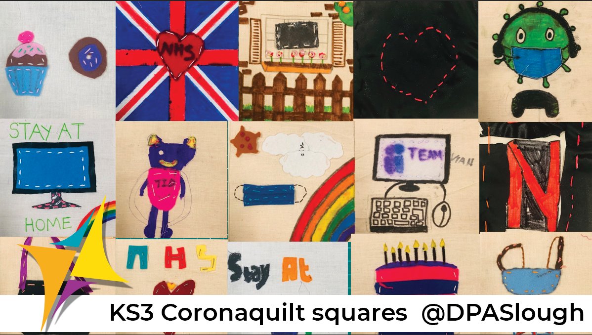 DPASlough's tweet photo. Even more stunning work from KS3 for our DPA #coronaquilt #communityquilt We just love all your creative ideas and textile representations of your experiences of #lockdown #textiles https://t.co/qT5t94nqjs