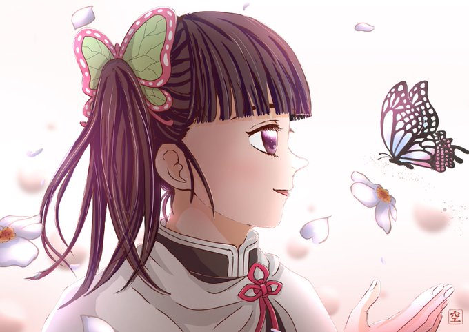 空︎さんがTwitterに投稿した栗花落カナヲ(鬼滅の刃)のイラスト。