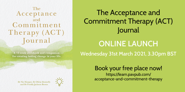 PavPub's tweet photo. We’re excited and ready for the launch of the Acceptance and Commitment Therapy (ACT) Journal! You can still sign up for this afternoon’s free interactive talk at https://t.co/C35xOlm2H5
#ACT #ACTjournal @nichooper7 @Dr_O_Donnelly @myACBS https://t.co/94vk9R8vRi