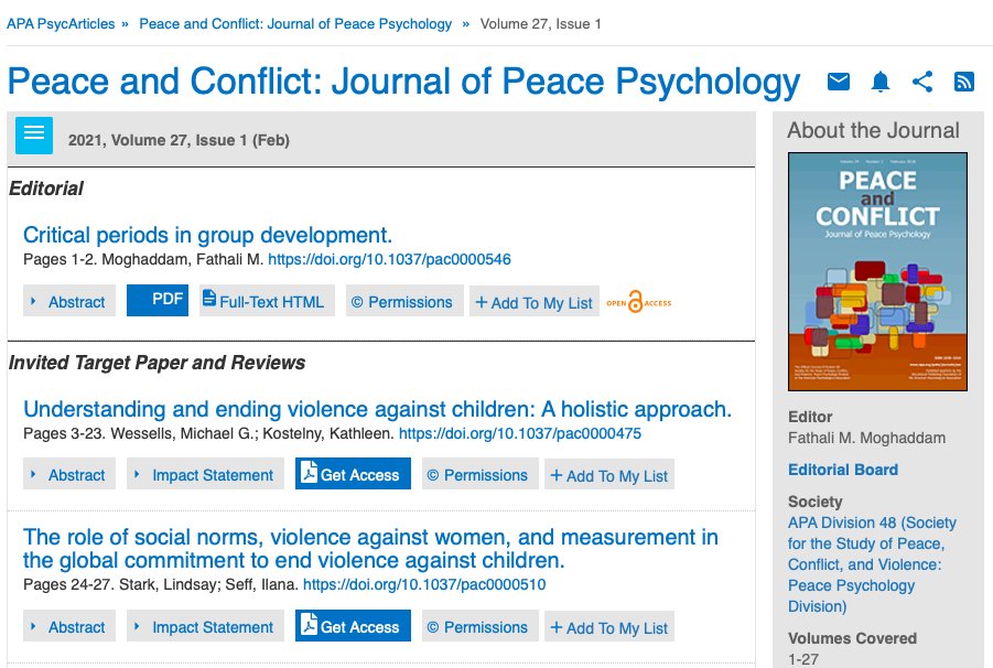 Peace and Conflict: Journal of Peace Psychology tweet media