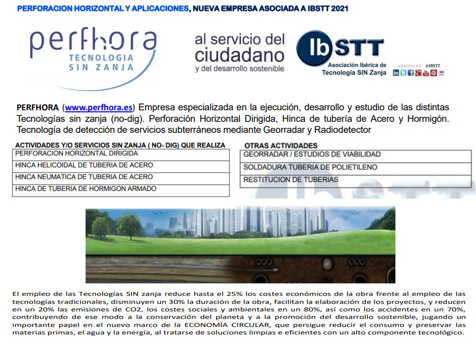 IBSTT's tweet photo. @perfhora nueva empresa asociada a #IBSTT #tecnologiasSINzanja #TecnologiaSINZanja junto con más d 50 empresas:@ACCIONA @grupoquero @ecilimp @ferrovial_es @emasesa
@AeasAgua @MejorasE @Amiblupipes @grupocanalis @Emasagra
Conoce #PERFHORA en el enlace: https://t.co/xny9ZMN8bI https://t.co/qdKN7kbyYM