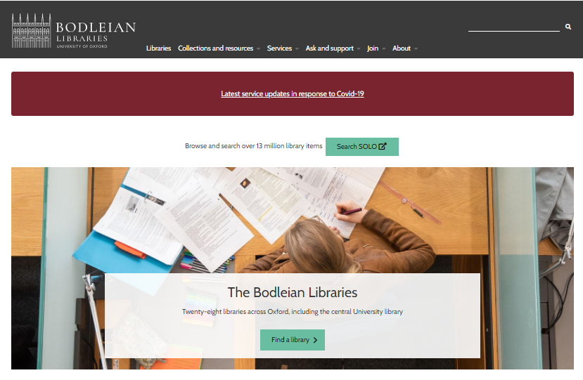 bodleianlibs's tweet photo. The new Bodleian Libraries website is now live!

Head to the usual URL for a new look and feel, and: 
- helpful info about our libraries, resources, services and support 
- a mobile-optimised design 
- ‘Getting Started’ guides, and more...

https://t.co/taRVq1Oiu0 https://t.co/lFV6tyNgLY