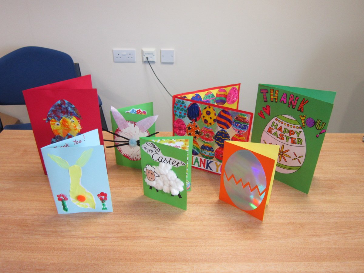 Since the Easter Bunny dropped off the chocolate eggs to Kings Mill School, the children have made and delivered some 'thank you' Easter Cards.  Here is a selection.
