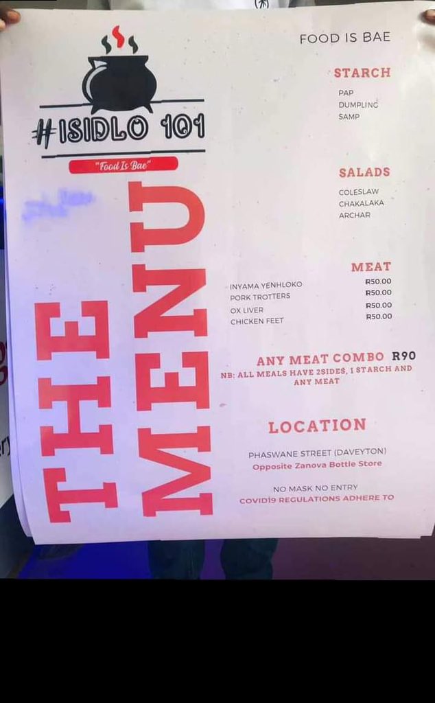 Thulz547's tweet image. Please do join ISIDLO101 From the 2nd - 5th of April 2021 eDaveyton, from 10 Ekuseni until late. Cooler Box and Hubbly are welcome.
Carwash also available onsite 

OPPOSITE KA ZANOVA eDaveyton
#Isidlo101 
#Easterweekendvibes
#Carwashvibes