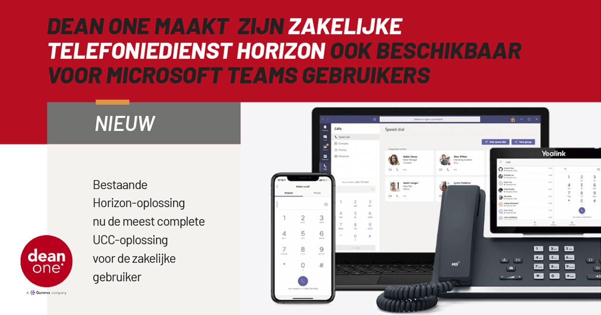 De zakelijke telefoniedienst Horizon nu ook beschikbaar voor Microsoft Teams. Lees verder via bit.ly/3m81XKD #ucc #deanone