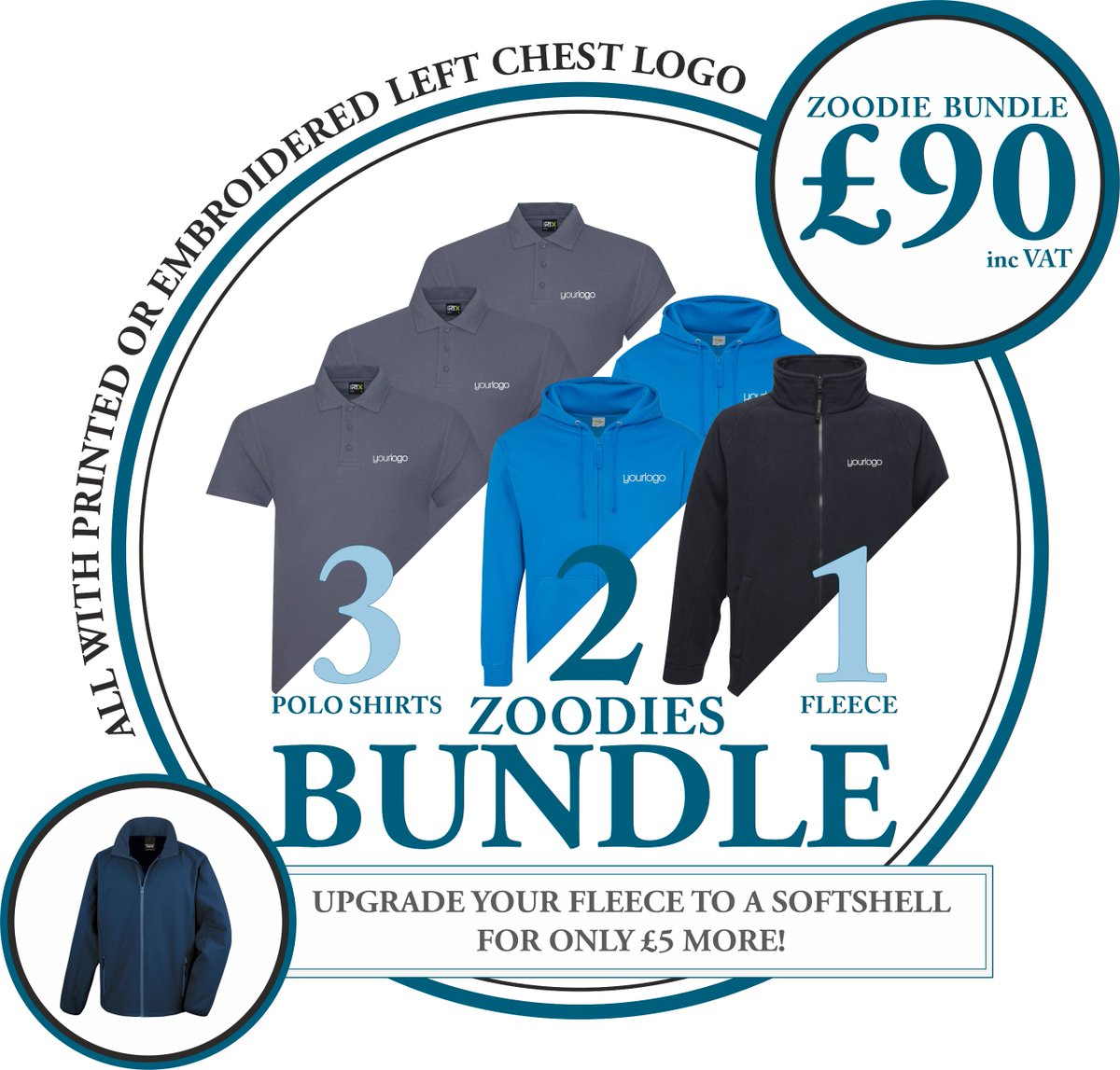 Our 3 2 1 Bundles with a Sweatshirt, Hoodie or Zoodie option, all with your printed or embroidered logo! Please #retweet so we can spread the word ready for businesses to reopen! #print #embroidery #offer