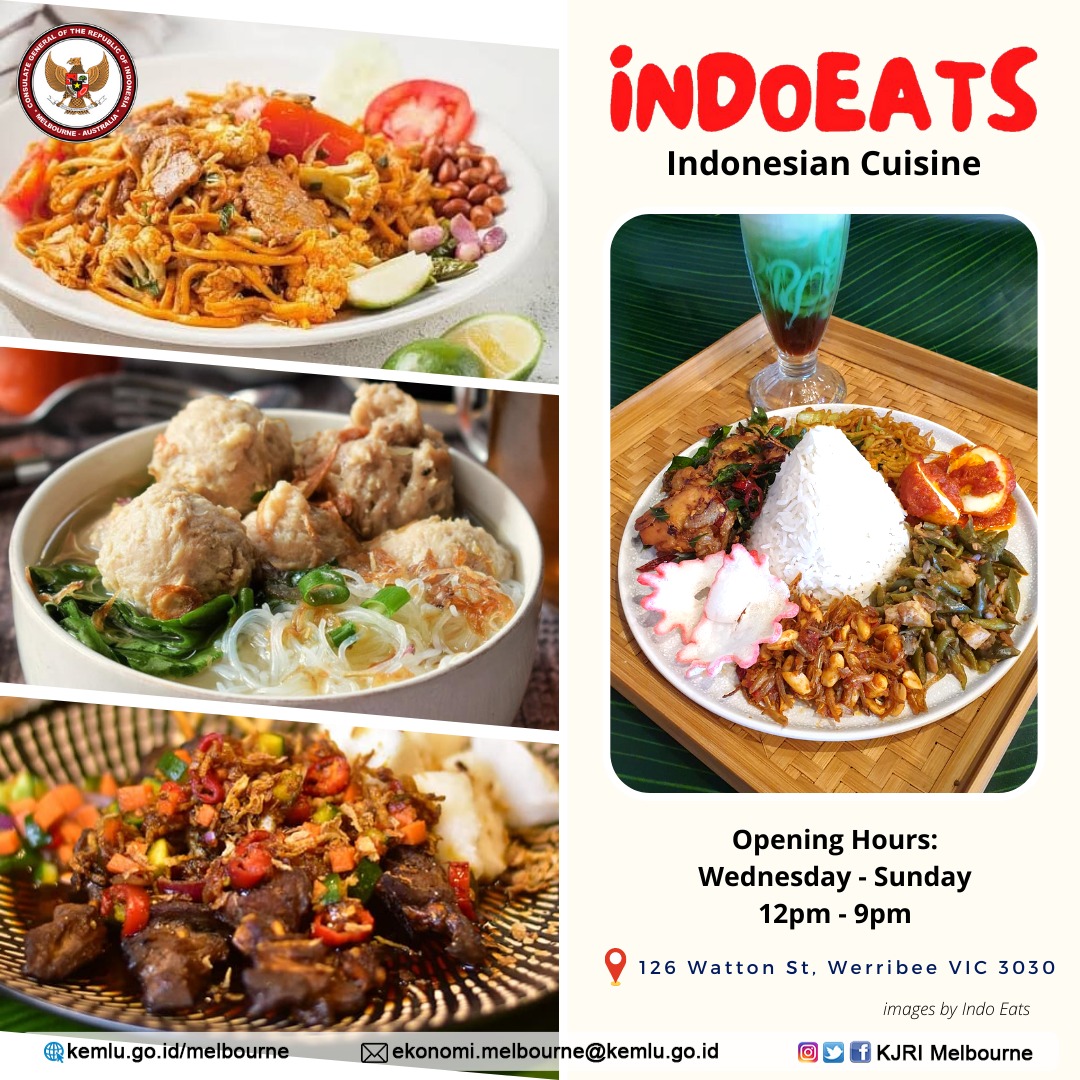 Melbourne Gastro Festival 15: Indo Eats
Hello #sobatKJRI, for those of you who really like Acehnese culinary delights, please visit and try <a href="/indo/">indo</a>.eats restaurant located in Werribee.

<a href="/Kemlu_RI/">MoFA Indonesia</a> <a href="/set_aspasaf/">set_aspasaf</a> <a href="/Astimpas_Kemlu/">Astimpas Kemlu</a>  <a href="/GNFI/">Good News From Indonesia</a>
#kjrimelbourne #gastrodiplomacy #gastronomy