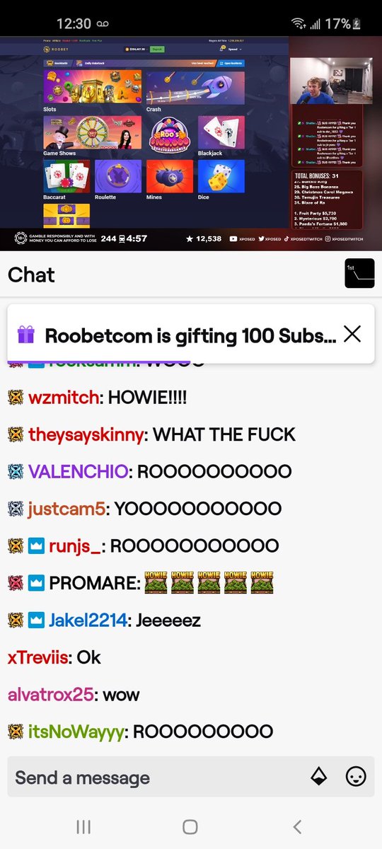 LitOffRedBull's tweet photo. @Roobet Just caught him in @Xposed stream https://t.co/qk42qzINE5
