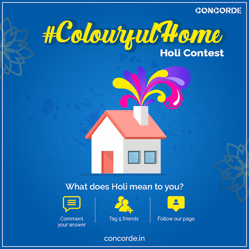 ConcordeIndia's tweet photo. Keeping the #Holi spirit live with a #ColourfulHome contest!
#HoliContest #ContestAlert #India #ContestTime #ColorfulContest #HomeContest #Holi2021 #HoliTime #HoliCelebration #Holi #HappyHoli #Concorde #ConcordeHomes #India https://t.co/rgFip2lbhq