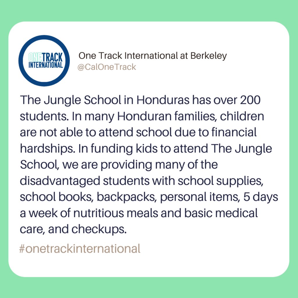 CalONEtrack's tweet photo. Check out the work that @ONETrackInt is doing around the world! Today, we’re focusing on #Honduras. 
#nonprofit #onetrackinternational #ucberkeley https://t.co/0k8NsBdN3e