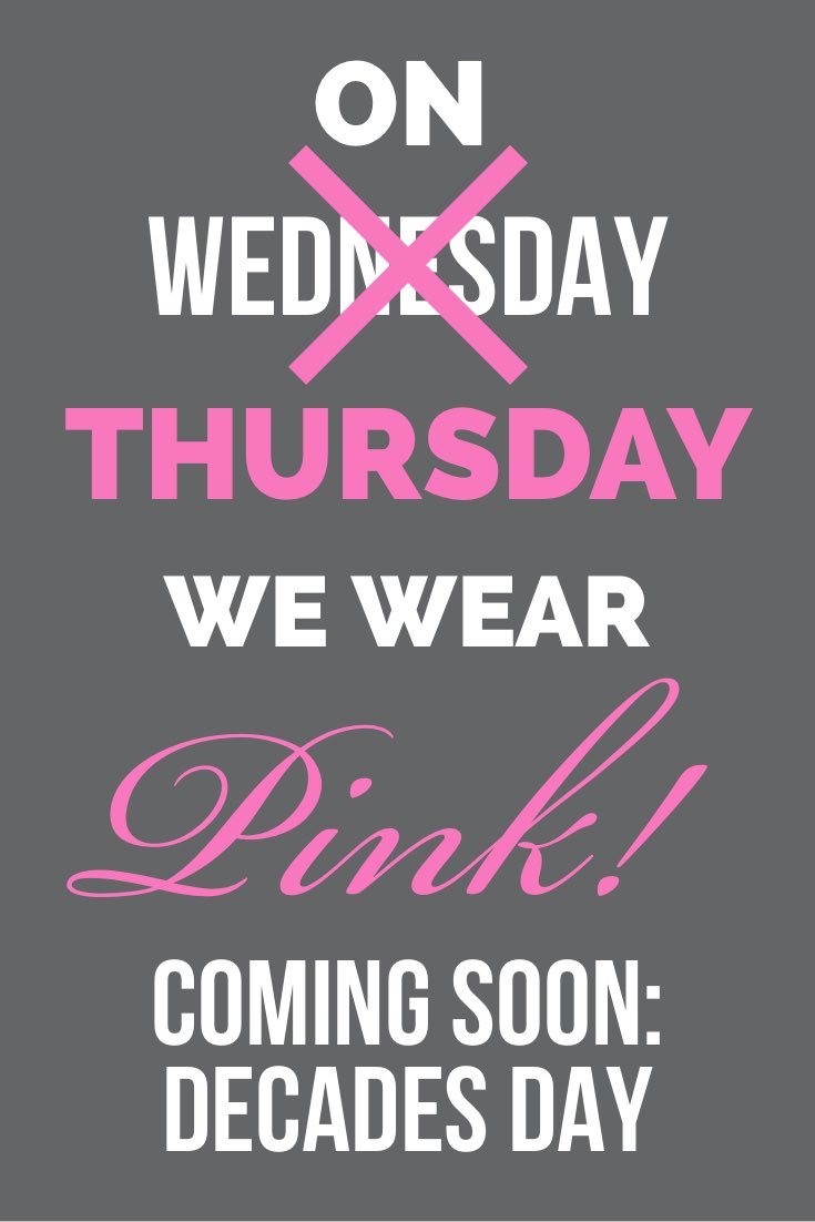 Don’t forget to dress up for our spirit day this Thursday !