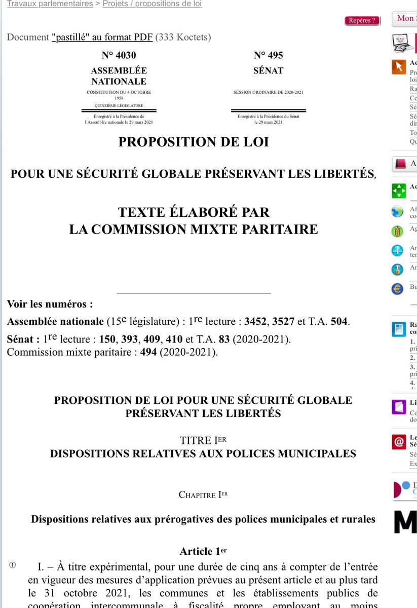reesmarc's tweet image. #PPLSécuritéglobale : le texte de la commission mixte paritaire 

➡️ senat.fr/leg/ppl20-495.…