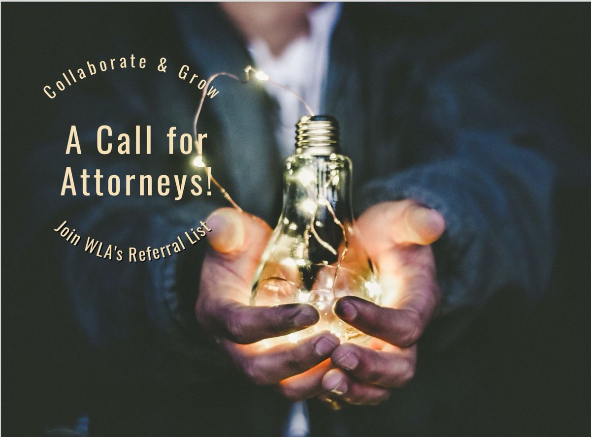 A Call for Attorneys! Join WLA's Attorney Referral Program! If you are interested in growing your practice and supporting artists and creative endeavors click here and sign up:thewla.org/volunteer-atto…