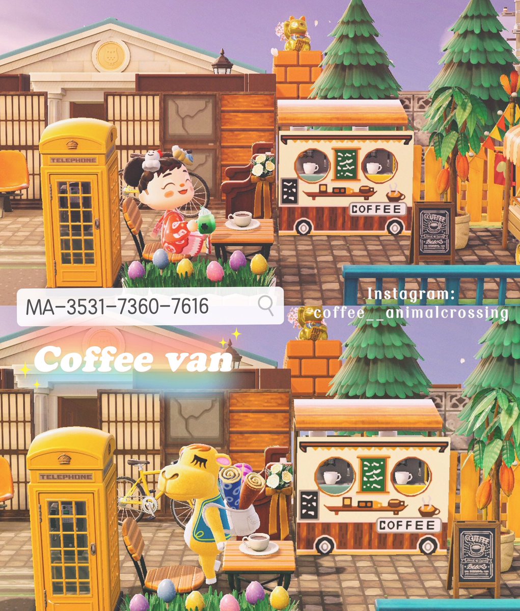 The Shop van series~I drew the coffee car version2, hope you like it ❤️❤️ ps: Saharah is tired, do you want to have a drink too?
inspired  <a href="/maaaco_acnh/">maaaco</a> 
 Ig: instagram.com/coffee__animal…
#マイデザまとめ #マイデ #AnimalCrossingNewHorizons    
#ACNHdesign #あつ森 #ACNH  #どうぶつの森