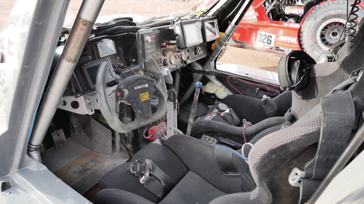 Biketruck's tweet photo. Dakar Rally 2021, Saudi Arabia - Not sure the interiors of these buggies or cars would pass EU safety regulations! It's like an obstacle course in there! 😄

@Knighter101 - I reckon me and you in a Buggy dude - with my map reading and your good looks! 😎

#Dakar2021 @TSOMteam https://t.co/JiekM8pcd6