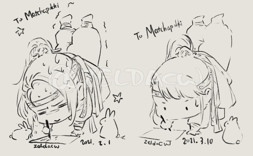 Some chibi doodles redeemed during my art stream on twitch :3  *do not use or repost.

P1 Mamoru &amp; Usagi 
P2 Lan XiChen and LieBing (spirit) 
P3 Lan jingyi &amp; Sizhui  
P4 sleepy Wen RuoHan and beardless Lan QiRen 