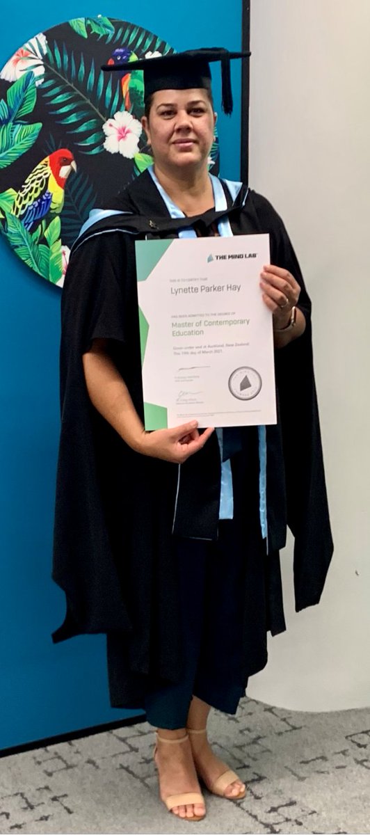A big congrats to our very own Lynette Hay who graduated from @NZMindlab last week with a Master of Contemporary Education. We're very proud of Lynette's mahi, which culminated in a research project on bias in the digital space. Ka mau te wehi - what a fabulous achievement!