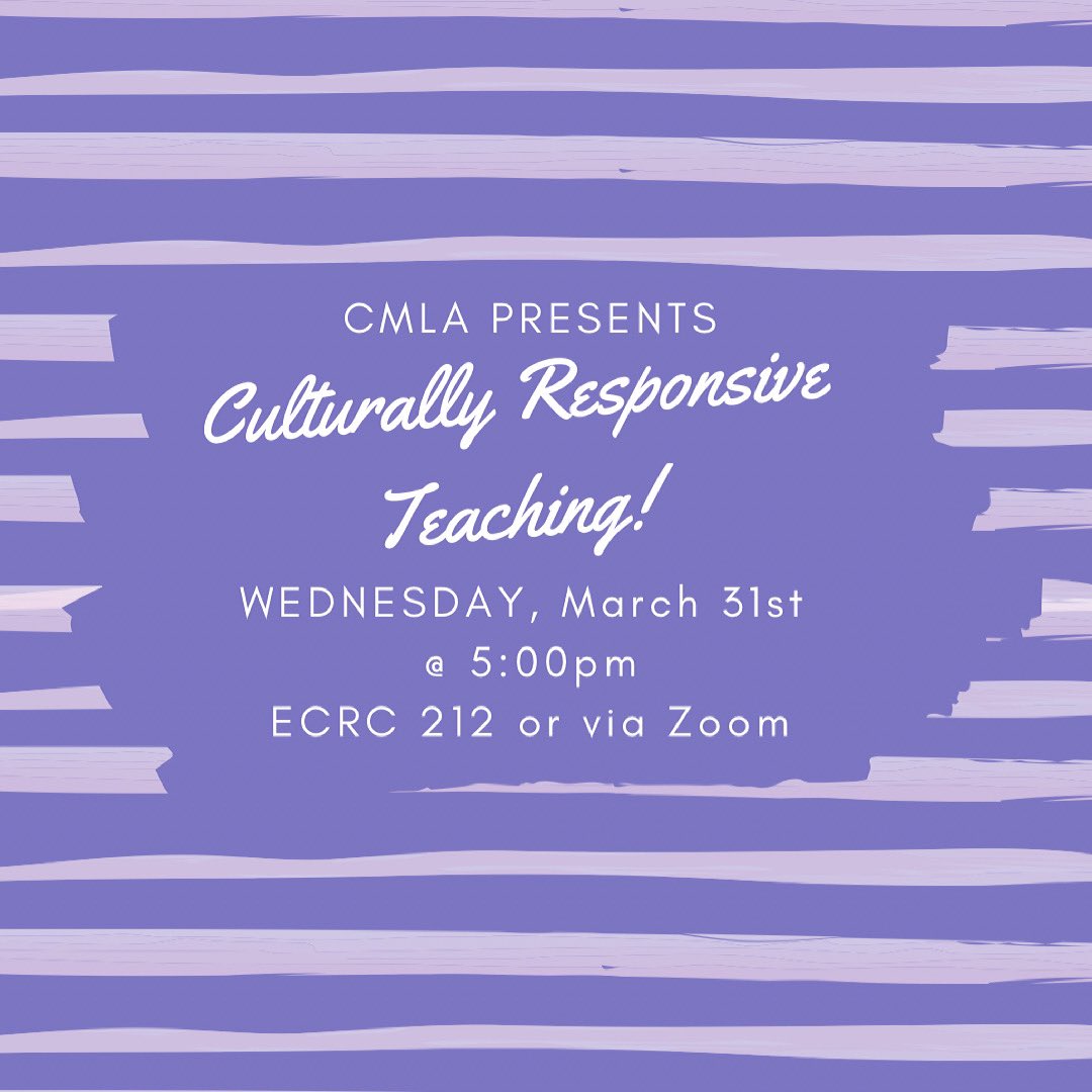 Due to schedule conflicts we have switched topic for today’s meeting!! Our meeting will be a discussion over culturally responsive teaching!