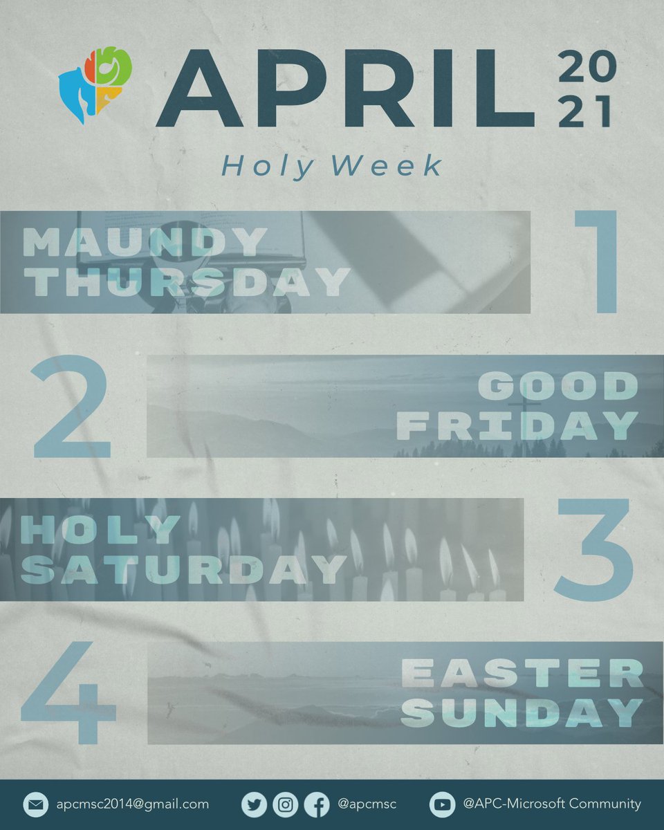 apcmsc's tweet photo. May His unending grace be with you all this Holy Week!
May this also be a fruitful and enjoyable week while staying safe and healthy at home. Let us also take time to pray for those we love and for the whole world.
Keep safe and have a reflective week, #APCRams!
#HolyWeek2021 https://t.co/ml8O5RnRyK