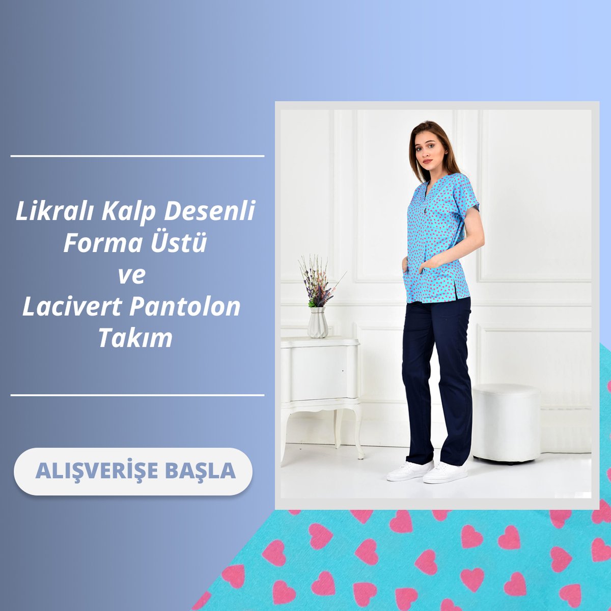 Likralı Kalp Desenli Forma Üstü ve Lacivert Pantolon Takım

En iyi fiyat ve yüksek kaliteli, en tarz takımlar için;

lame.com.tr

#terrycotton #scrubslife #scrubs #medicalwear #doctor #surgeon
#scrubslife #hemşireforması #lame #indirim #kampanya #sale #fırsat