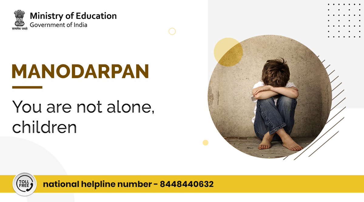EduMinOfIndia's tweet photo. #Students who are feeling helpless, scared or worried - remember that you are not alone.
Get in touch with our counsellor today. Call our toll-free national helpline number - 8448440632. For more details, visit: https://t.co/GCTxz9ZDeX
#YourHealthOurPriority #Manodarpan https://t.co/NrTlrvPERo