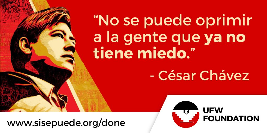 ufwfoundation's tweet photo. Today we celebrate the life and legacy of #CesarChavez! 
Si Se Puede! @OBEYGIANT 

✊ Support @ufwfoundation efforts: https://t.co/dWWC7nGh8j

#FarmWorkerAwarenessWeek #SiSePuede https://t.co/s4NZfb7GN6