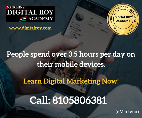 digitalroys's tweet photo. People spend over 3.5 hours per day on their mobile devices
Learn Digital Marketing at Digital Roy Academy
For more: https://t.co/V47GMfegVg
#digitalmarketing #seo #digital #marketing #socialmediamarketing #google #socialmedia #advertising #digitalroy #wednesday https://t.co/23m01nsLga