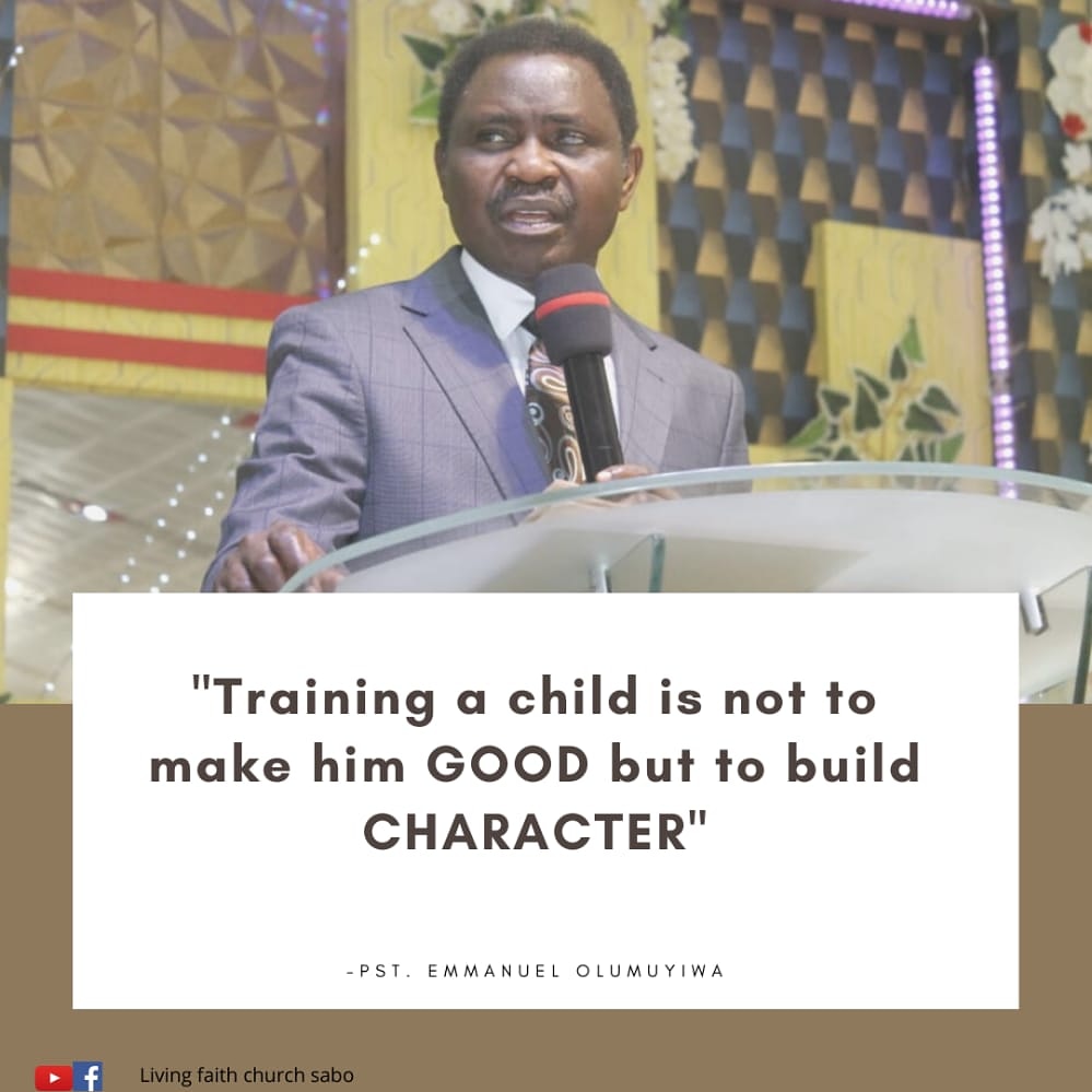 Pst_OEmmanuel's tweet photo. Training a child is not to make im or her Good but to build Character.
#WhatWisdomisThis https://t.co/LtLlzUyldm