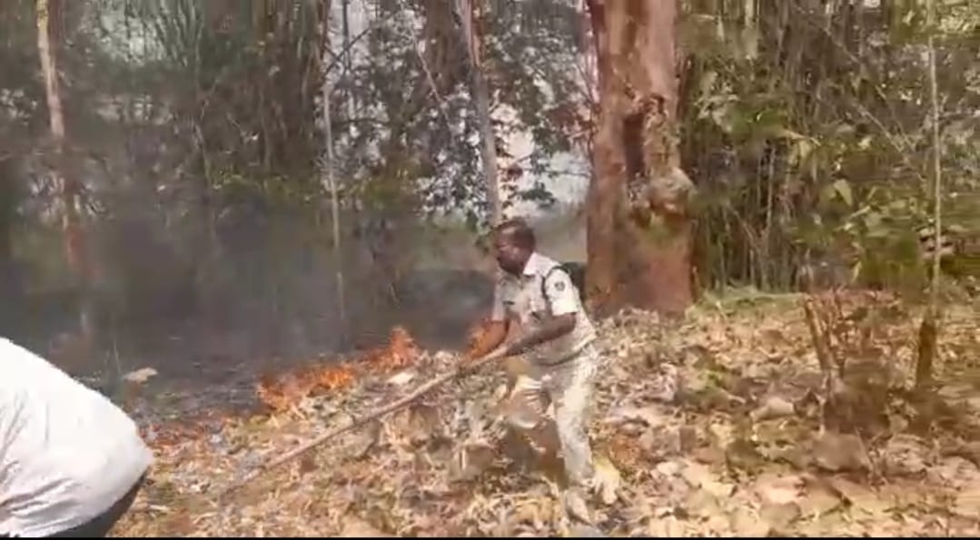 Commendable service by IIC Khariar PS wherein during #patrolling he noticed #forestfire near Bargaon area , &amp; promptly with available Policemen &amp; volunteers was #successfully able to #control the fire with strenous efforts.

<a href="/CMO_Odisha/">CMO Odisha</a> <a href="/odisha_police/">Odisha Police</a> <a href="/DGPOdisha/">DGP, Odisha</a> <a href="/digswrkoraput/">DIGP, SWR Koraput, Odisha</a>