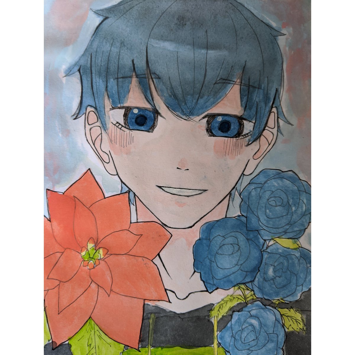 狼華ダヨ てんてこペン 2周年おめでとうございます この絵に描かれている花は 赤がポインセチア 青が青薔薇となります 青薔薇の花言葉 夢が叶う ポインセチアの花言葉 幸運を祈る 僕からのプレゼントですね これからもよろしくおねがいします 狼華ダヨ てんてこペン 2周年おめでとうございます この絵に描かれている花は 赤がポインセチア 青が青薔薇となります 青薔薇の花言葉 夢が叶う ポインセチアの花言葉 幸運を祈る 僕からのプレゼントですね これからもよろしくおねがいします