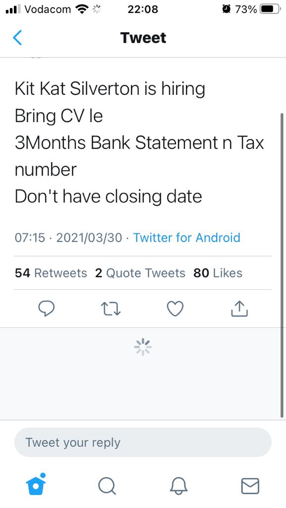 FuzileMazo's tweet photo. Dumelang, Good Morning, Sanibonani
I come bearing vacancies, Learnerships and Bursaries opportunities
Puff and pass
#VacancyDrive https://t.co/jACf6WlIZ1
