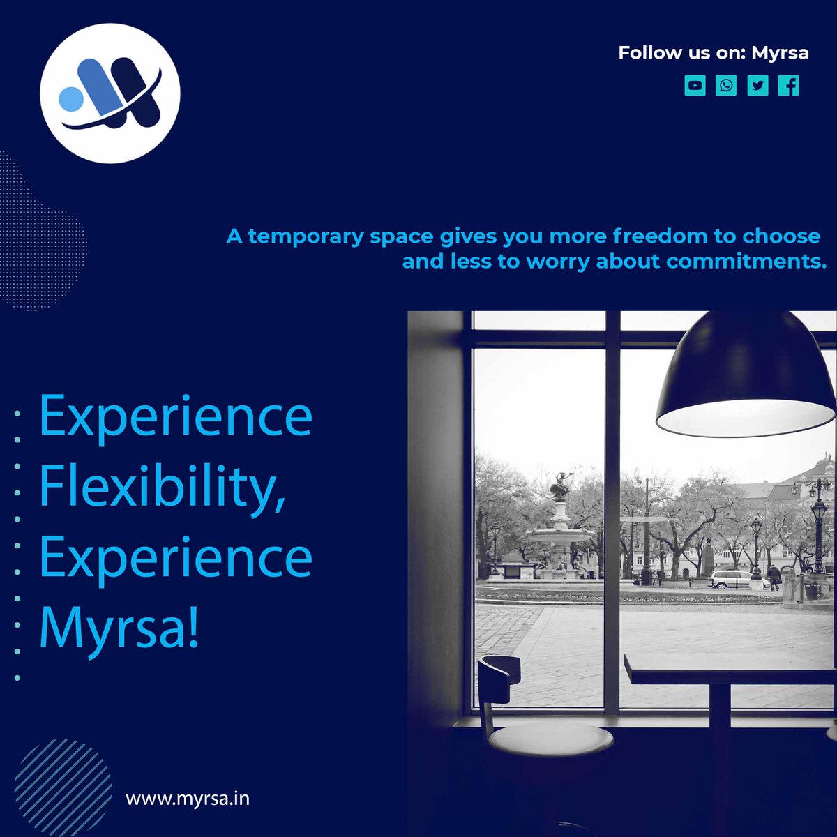 MyrsaTech's tweet image. A temporary space gives you more freedom to choose and less to worry about commitments.
Myrsa is a platform that connects renters and lenders of temporary spaces.

Visit us at: myrsa.in
Call us on: 91-9152049912

#temporaryrenting #shorttermrenting