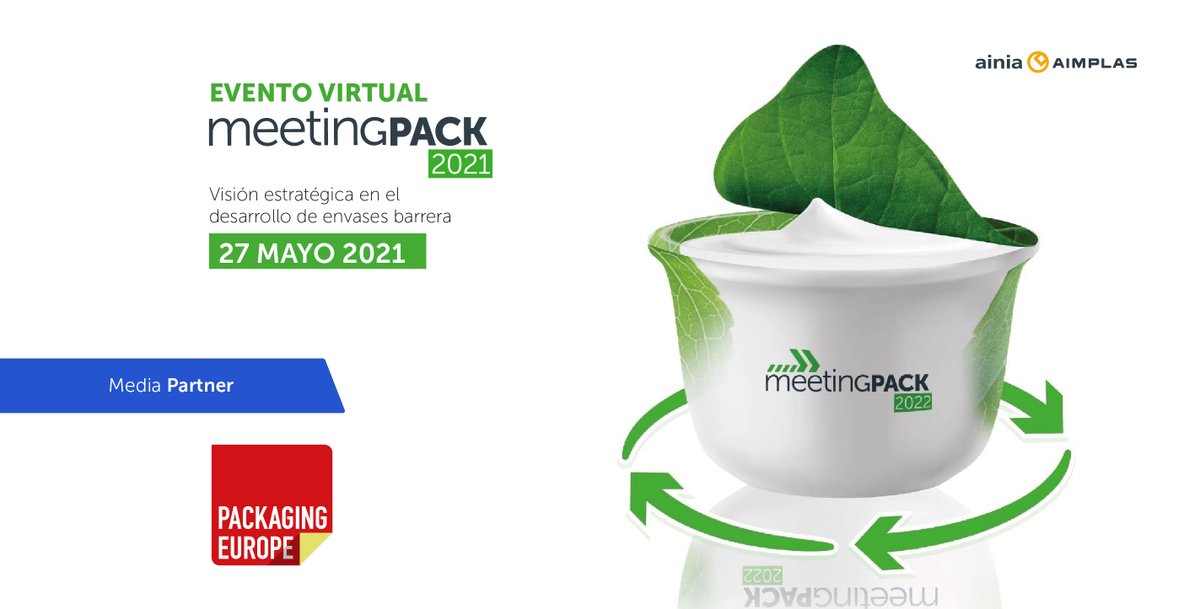 aimplas's tweet photo. On May 27, in online format, #MeetingPack will address the sustainability of #barrierpackaging and its new legal framework.
Organized jointly with @ainiatecnologia
Media Partner: @PackagingEurope
More info 👉https://t.co/bYGZMd2W2c
#packaging #MeetingPackVirtual2021 https://t.co/VF3atLLjOv