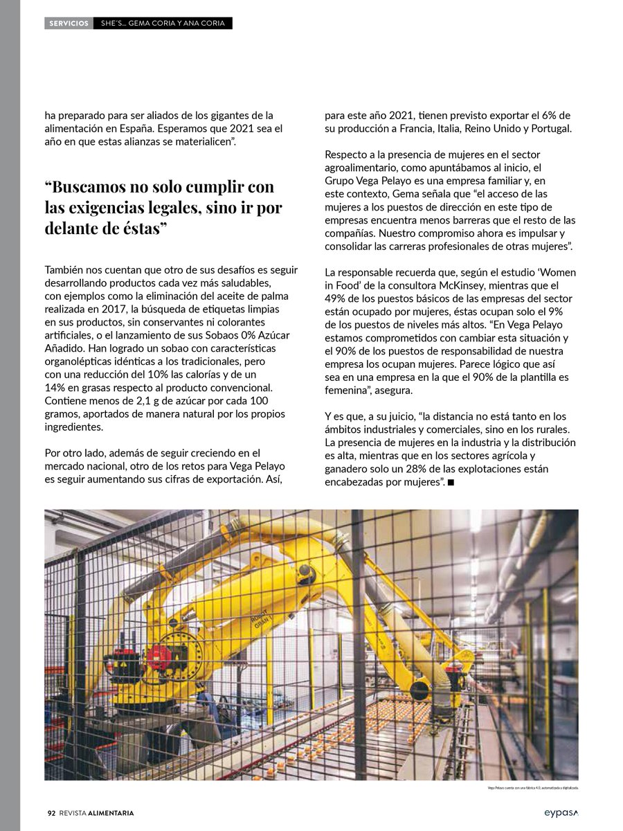 Así de bien cuenta hoy <a href="/RevistaAlimenta/">Revista Alimentaria</a>  cómo vemos el futuro del sector, la igualdad, la automatización o la internacionalización. <a href="/FundLua/">LUAFund</a> <a href="/ASEDAS_ORG/">ASEDAS Supermercados</a> <a href="/esFIAB/">FIAB</a> <a href="/CamaraCanta/">Camara Comercio Canta</a> <a href="/CEOE_ES/">CEOE</a> <a href="/CEAJE/">CEAJE</a>