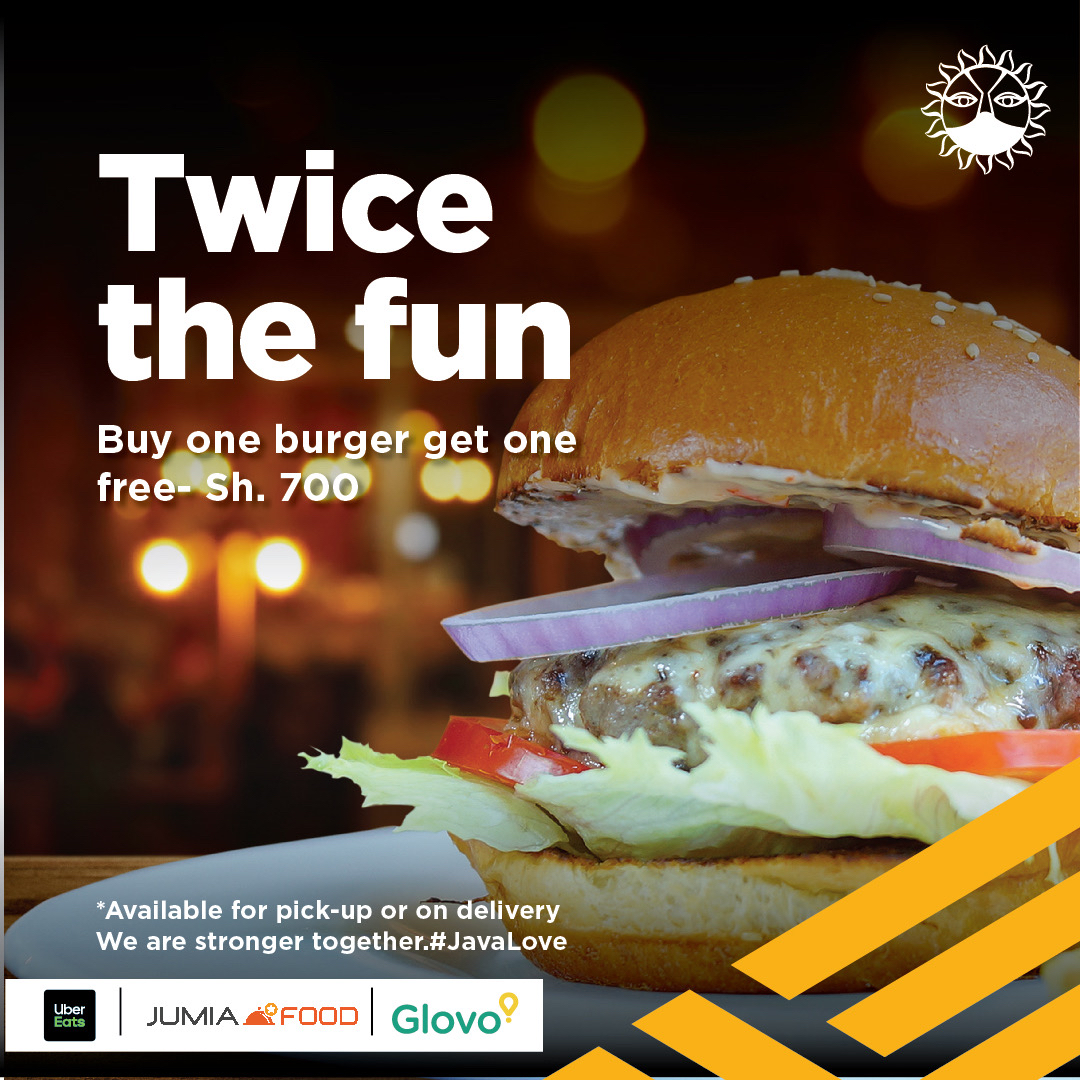 javahouseafrica's tweet image. All Java burgers are now Ksh. 700, and when you buy one, you get a second burger absolutely FREE. First burger comes with a side of chips. Available for pick-up or delivery from Jumia Food, Glovo & Uber Eats. 🍔🍟 +🍔 #JavaLove #JavaCares
*Doesn't include the double double burger