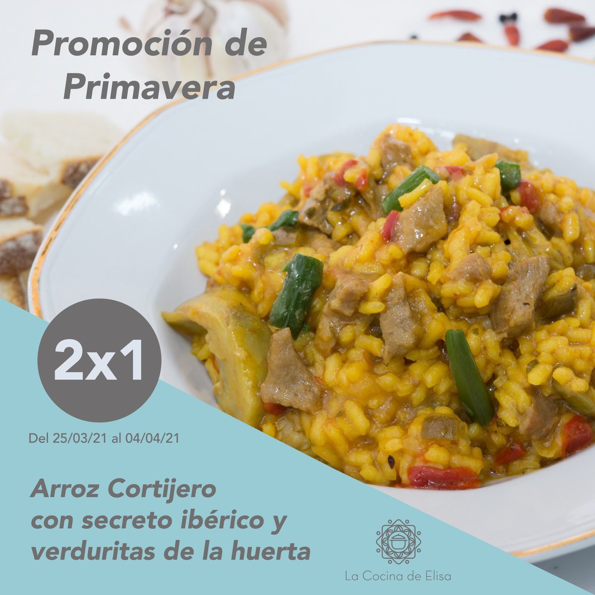 Se nos hace la boca agua sólo de pensarlo 🤤 ¡Aprovecha nuestra promoción de primavera!🌺
¡Hasta el 4 de abril de 2021! 2x1 en nuestros arroces estrellas. 
Hoy os enseñamos el riquísimo arroz cortijero con secreto ibérico y verduritas de la huerta. ¡Para chuparse los dedos! 🥘