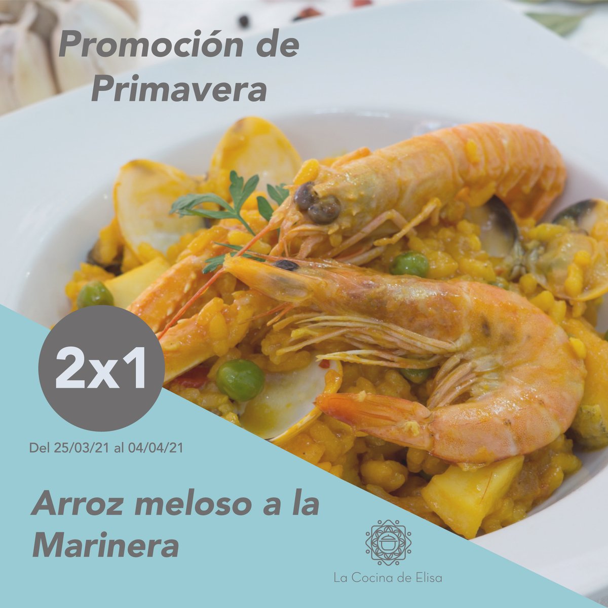 ¡Arroz meloso a la Marinera! 🥘🍤
Aprovecha y llévate un #2x1 en arroces de la Cocina de Elisa. Os aseguramos que no os quedareis indiferentes. ¡Hasta el 4 de abril! ¡Date prisa! 🤤
---
Contáctanos en:
🌐 lacocinadeelisa.es
☎️ 952 03 99 50
📲Whatsapp : 622 51 51 13

#oferta