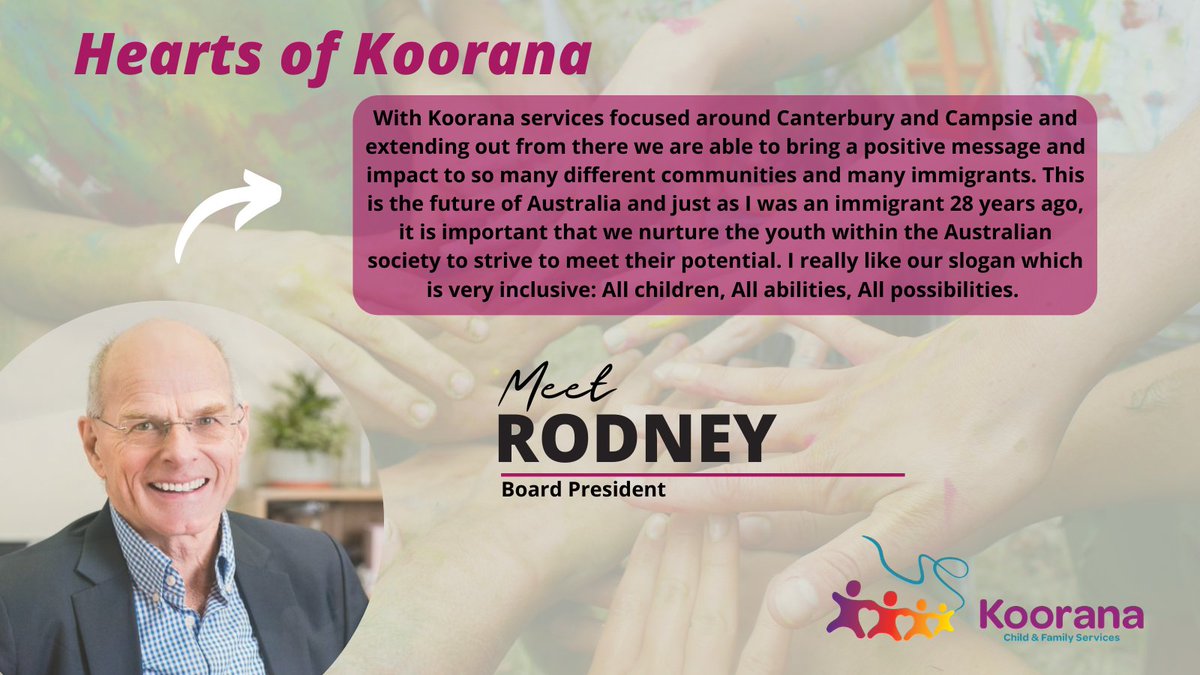 Koorana's tweet photo. This week in our Hearts of Koorana rubrique we will feature our Board President - Rodney. Rodney works together with our CEO and the Board of Directors in setting the future direction for Koorana and ensure that it has the governance and financial sustainability. https://t.co/b244XcKGLo